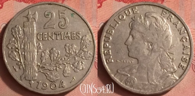 Франция 25 сантимов 1904 года, KM# 856, 330o-129