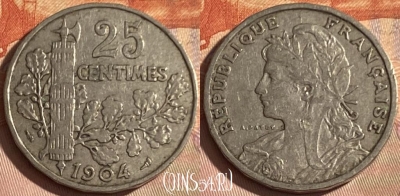 Франция 25 сантимов 1904 года, KM# 856, 338p-085 ♛