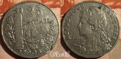 Франция 25 сантимов 1904 года, KM# 856, 351s-067 ♛