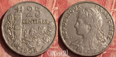 Франция 25 сантимов 1904 года, KM# 856, 374o-014
