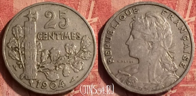 Франция 25 сантимов 1904 года, KM# 856, 374o-026