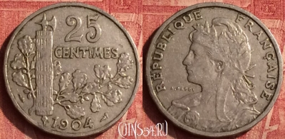 Франция 25 сантимов 1904 года, KM# 856, 378o-060