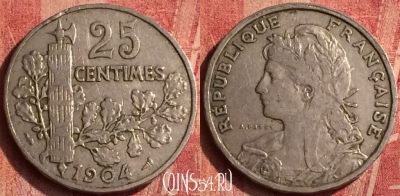 Франция 25 сантимов 1904 года, KM# 856, 379o-043