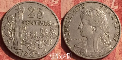 Франция 25 сантимов 1904 года, KM# 856, 385o-008 ♛