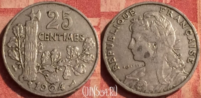Франция 25 сантимов 1904 года, KM# 856, 387o-002 ♛