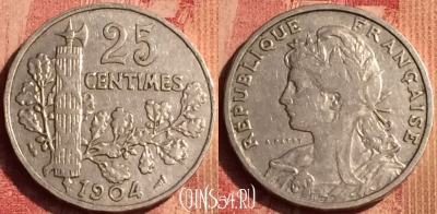 Франция 25 сантимов 1904 года, KM# 856, 392o-047