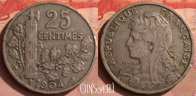 Франция 25 сантимов 1904 года, KM# 856, 395o-126