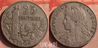 Франция 25 сантимов 1904 года, KM# 856, 433o-056