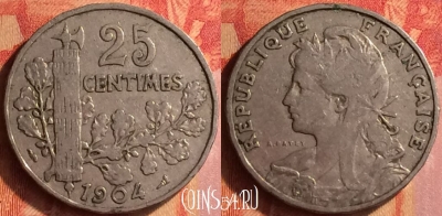 Франция 25 сантимов 1904 года, KM# 856, 439o-132 ♛