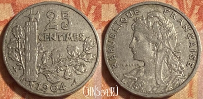 Франция 25 сантимов 1904 года, KM# 856, 446o-043