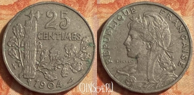 Франция 25 сантимов 1904 года, KM# 856, 451o-009