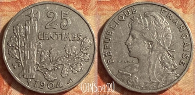 Франция 25 сантимов 1904 года, KM# 856, 451o-011