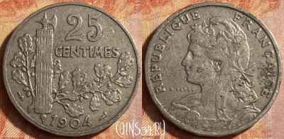 Франция 25 сантимов 1904 года, KM# 856, 451o-114