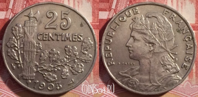 Франция 25 сантимов 1905 года, KM# 856, 256-122