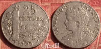 Франция 25 сантимов 1905 года, KM# 856, 376o-094