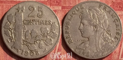 Франция 25 сантимов 1905 года, KM# 856, 378o-131