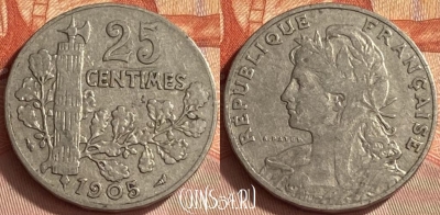 Франция 25 сантимов 1905 года, KM# 856, 412o-126