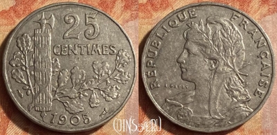 Франция 25 сантимов 1905 года, KM# 856, 451o-113