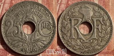 Франция 25 сантимов 1918 года, KM# 867a, 077p-138 ♛