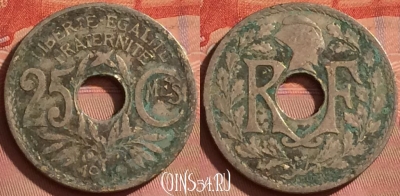 Франция 25 сантимов 1919 года, KM# 867a, 222l-107
