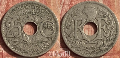 Франция 25 сантимов 1920 года, KM# 867a, 088p-072