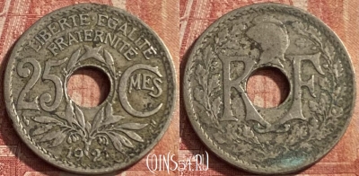 Франция 25 сантимов 1921 года, KM# 867a, 088p-036