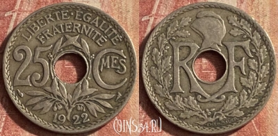 Франция 25 сантимов 1922 года, KM# 867a, 104p-031