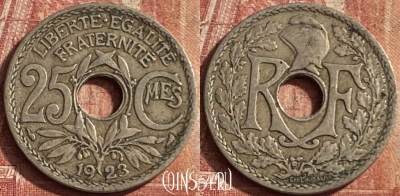 Франция 25 сантимов 1923 года, KM# 867a, 076p-049 ♛