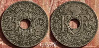 Франция 25 сантимов 1923 года, KM# 867a, 076p-053