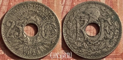 Франция 25 сантимов 1923 года, KM# 867a, 088p-078