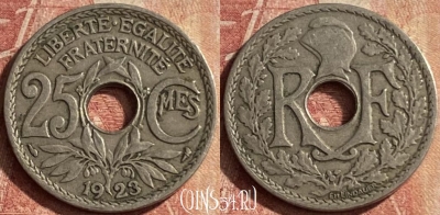 Франция 25 сантимов 1923 года, KM# 867a, 129p-056