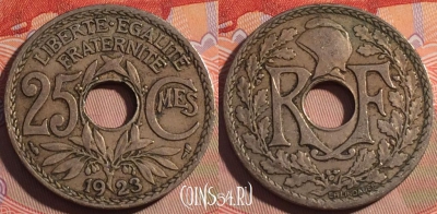 Франция 25 сантимов 1923 года, KM# 867a, 193a-062