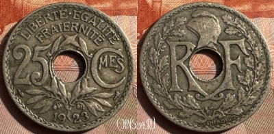 Франция 25 сантимов 1923 года, KM# 867a, 330s-036