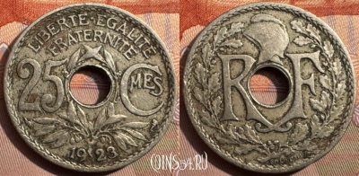 Франция 25 сантимов 1923 года, KM# 867a, 344s-084