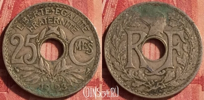 Франция 25 сантимов 1923 года, KM# 867a, 345o-036