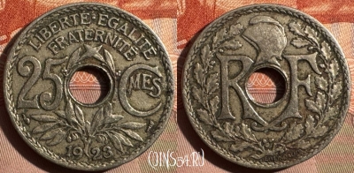 Франция 25 сантимов 1923 года, KM# 867a, 349s-107