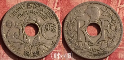 Франция 25 сантимов 1923 года, KM# 867a, 367o-139
