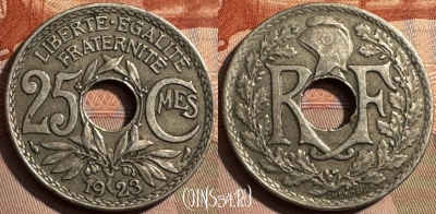 Франция 25 сантимов 1923 года, KM# 867a, 400s-121