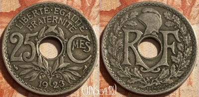 Франция 25 сантимов 1923 года, KM# 867a, 494р-115 ♛