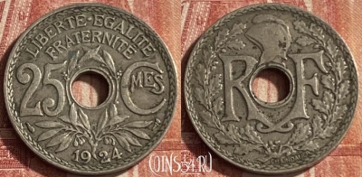 Франция 25 сантимов 1924 года, KM# 867a, 068p-137
