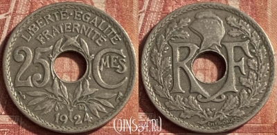 Франция 25 сантимов 1924 года, KM# 867a, 072p-072 ♛