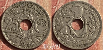 Франция 25 сантимов 1924 года, KM# 867a, 121p-118