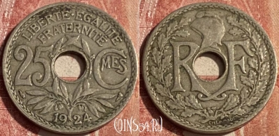 Франция 25 сантимов 1924 года, KM# 867a, 182q-065 ♛