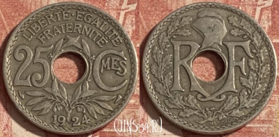 Франция 25 сантимов 1924 года, KM# 867a, 284p-144 ♛