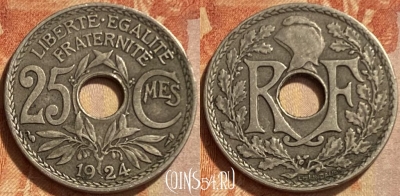 Франция 25 сантимов 1924 года, KM# 867a, 307q-064 ♛