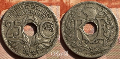 Франция 25 сантимов 1924 года, KM# 867a, 336s-031