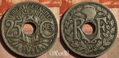 Франция 25 сантимов 1924 года, KM# 867a, 353s-082 ♛