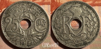 Франция 25 сантимов 1924 года, KM# 867a, 354s-144 ♛