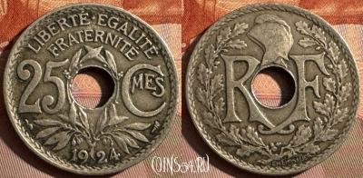 Франция 25 сантимов 1924 года, KM# 867a, 376s-105