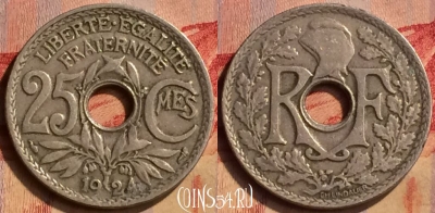 Франция 25 сантимов 1924 года, KM# 867a, 405-081